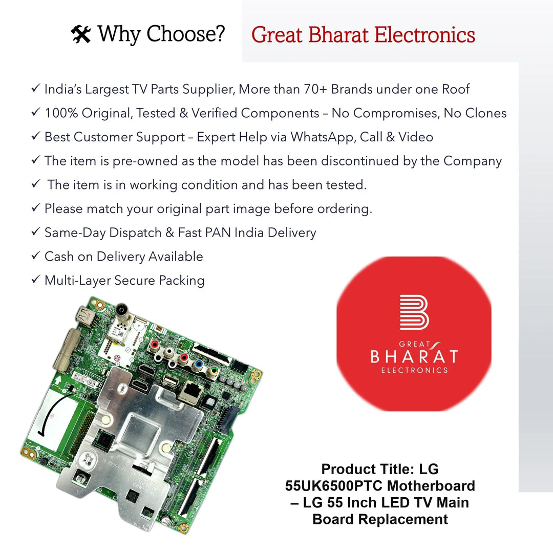 LG 55UK6500PTC Motherboard – LG 55 Inch LED TV Main Board Replacement - Great Bharat Electronics