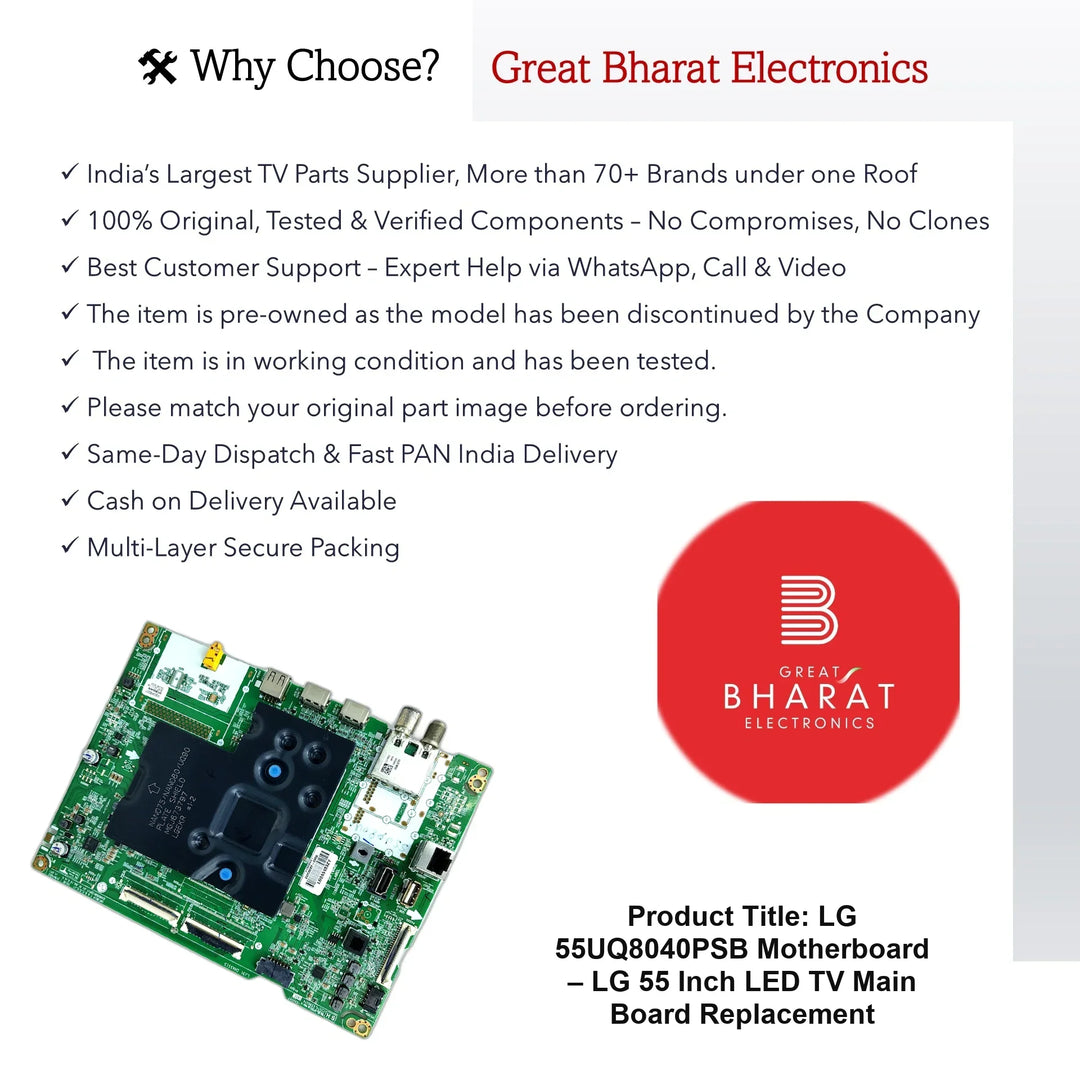 LG 55UQ8040PSB Motherboard – LG 55 Inch LED TV Main Board Replacement - Great Bharat Electronics