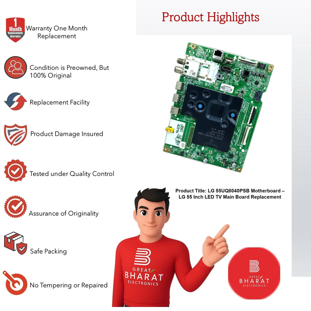 LG 55UQ8040PSB Motherboard – LG 55 Inch LED TV Main Board Replacement - Great Bharat Electronics