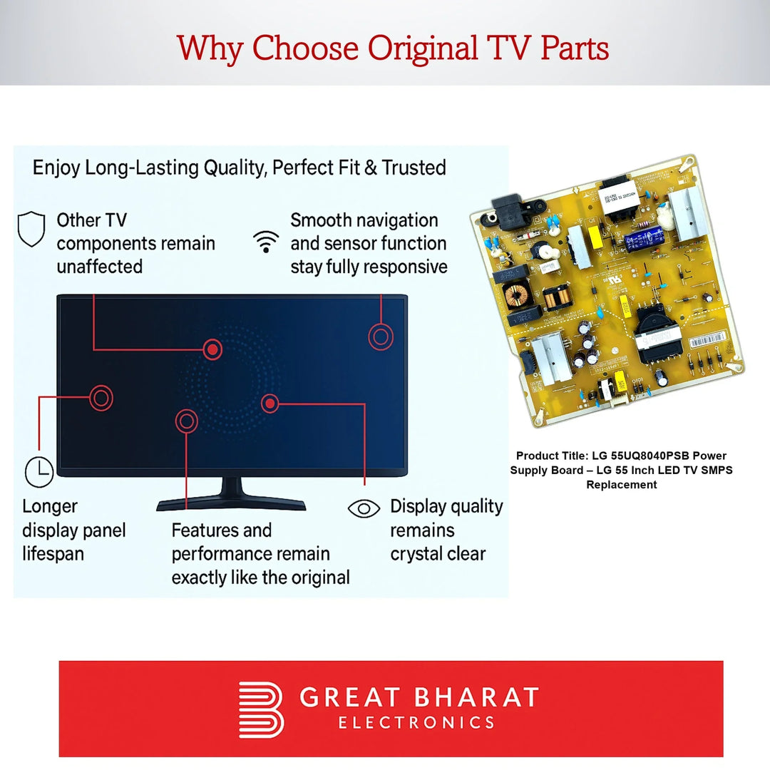 LG 55UQ8040PSB Power Supply Board – LG 55 Inch LED TV SMPS Replacement - Great Bharat Electronics