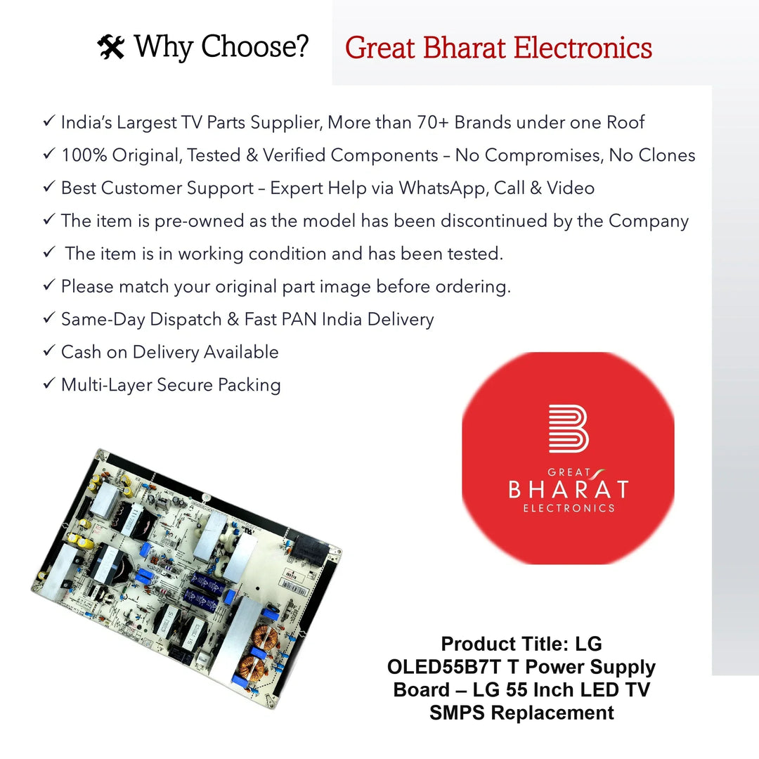 LG OLED55B7T-T Power Supply Board – LG 55 Inch LED TV SMPS Replacement - Great Bharat Electronics