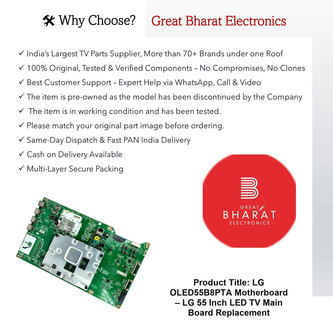 LG OLED55B8PTA Motherboard – LG 55 Inch LED TV Main Board Replacement - Great Bharat Electronics