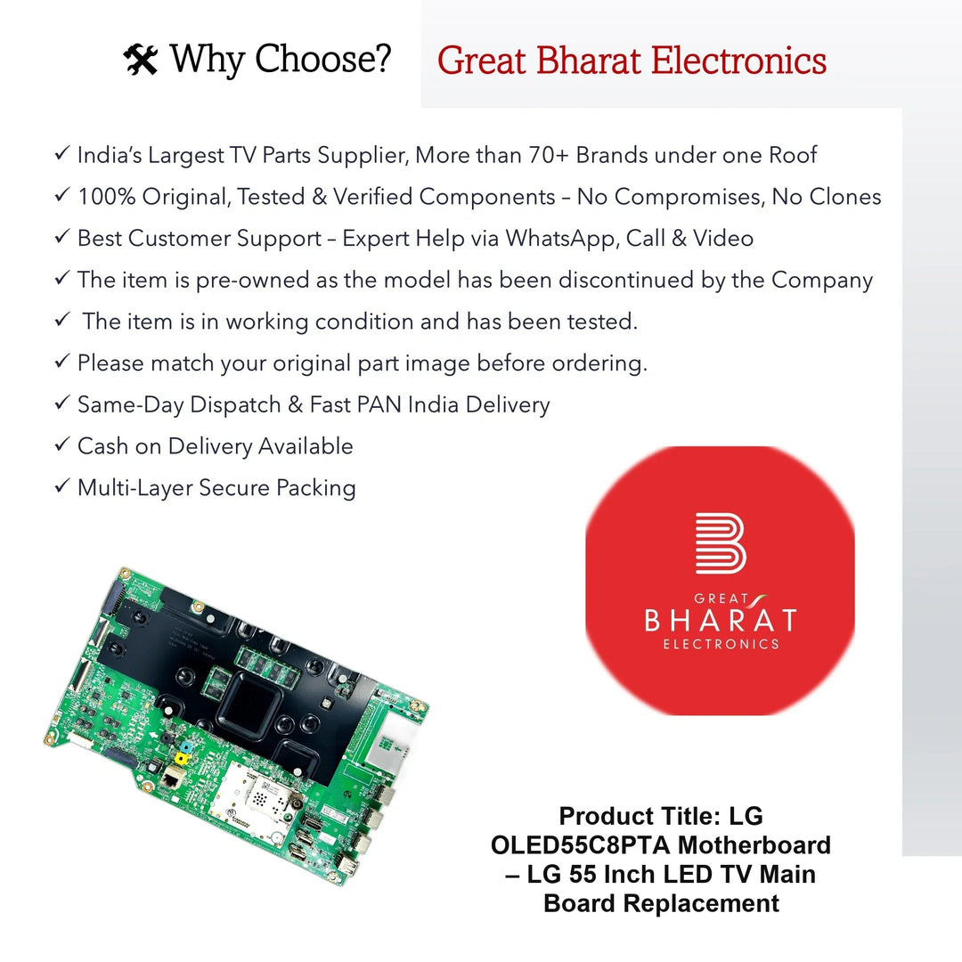 LG OLED55C8PTA Motherboard – LG 55 Inch LED TV Main Board Replacement - Great Bharat Electronics
