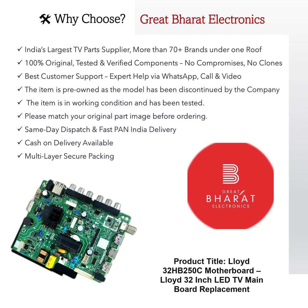 Lloyd 32HB250C Motherboard – Lloyd 32 Inch LED TV Main Board Replacement - Great Bharat Electronics