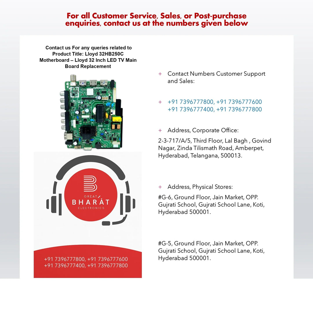 Lloyd 32HB250C Motherboard – Lloyd 32 Inch LED TV Main Board Replacement - Great Bharat Electronics