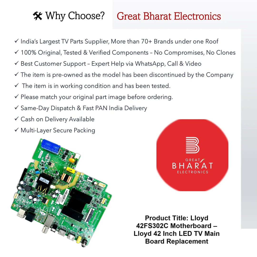 Lloyd 42FS302C Motherboard – Lloyd 42 Inch LED TV Main Board Replacement - Great Bharat Electronics