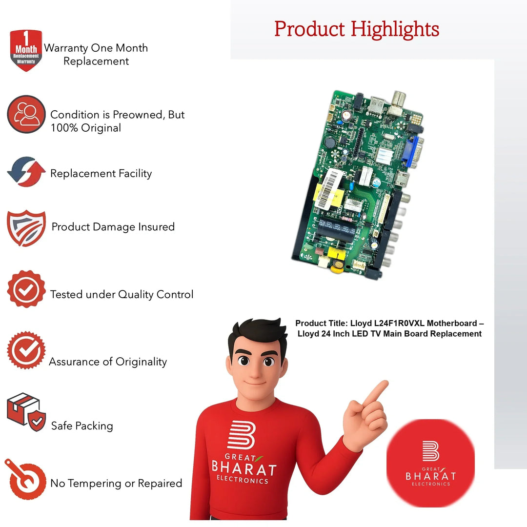 Lloyd L24F1R0VXL Motherboard – Lloyd 24 Inch LED TV Main Board Replacement - Great Bharat Electronics