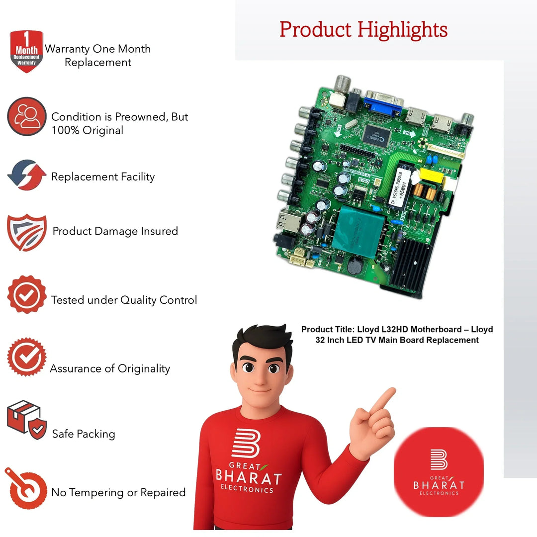 Lloyd L32HD Motherboard – Lloyd 32 Inch LED TV Main Board Replacement - Great Bharat Electronics