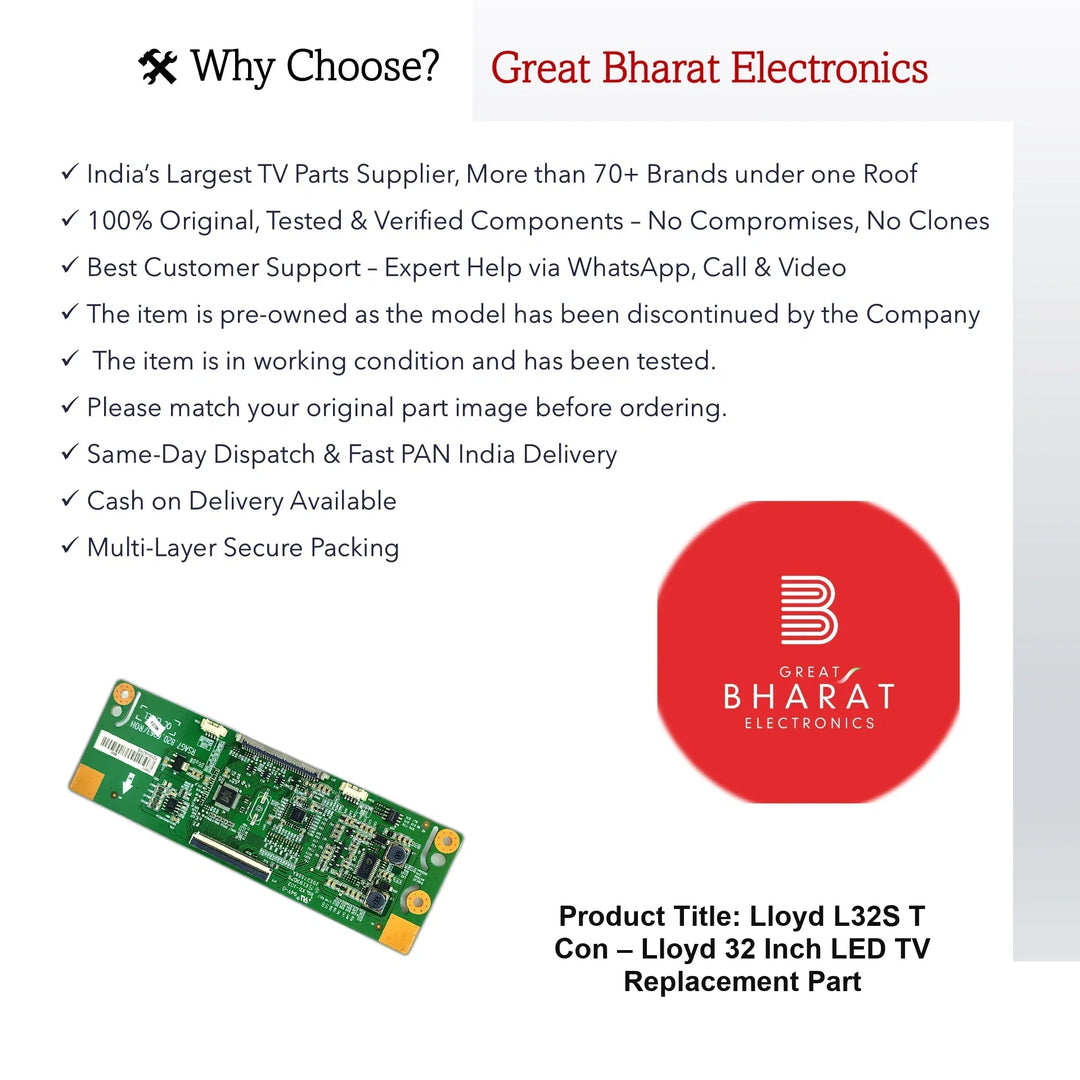 Lloyd L32S T-Con Board – Lloyd 32 Inch LED TV Replacement Part - Great Bharat Electronics