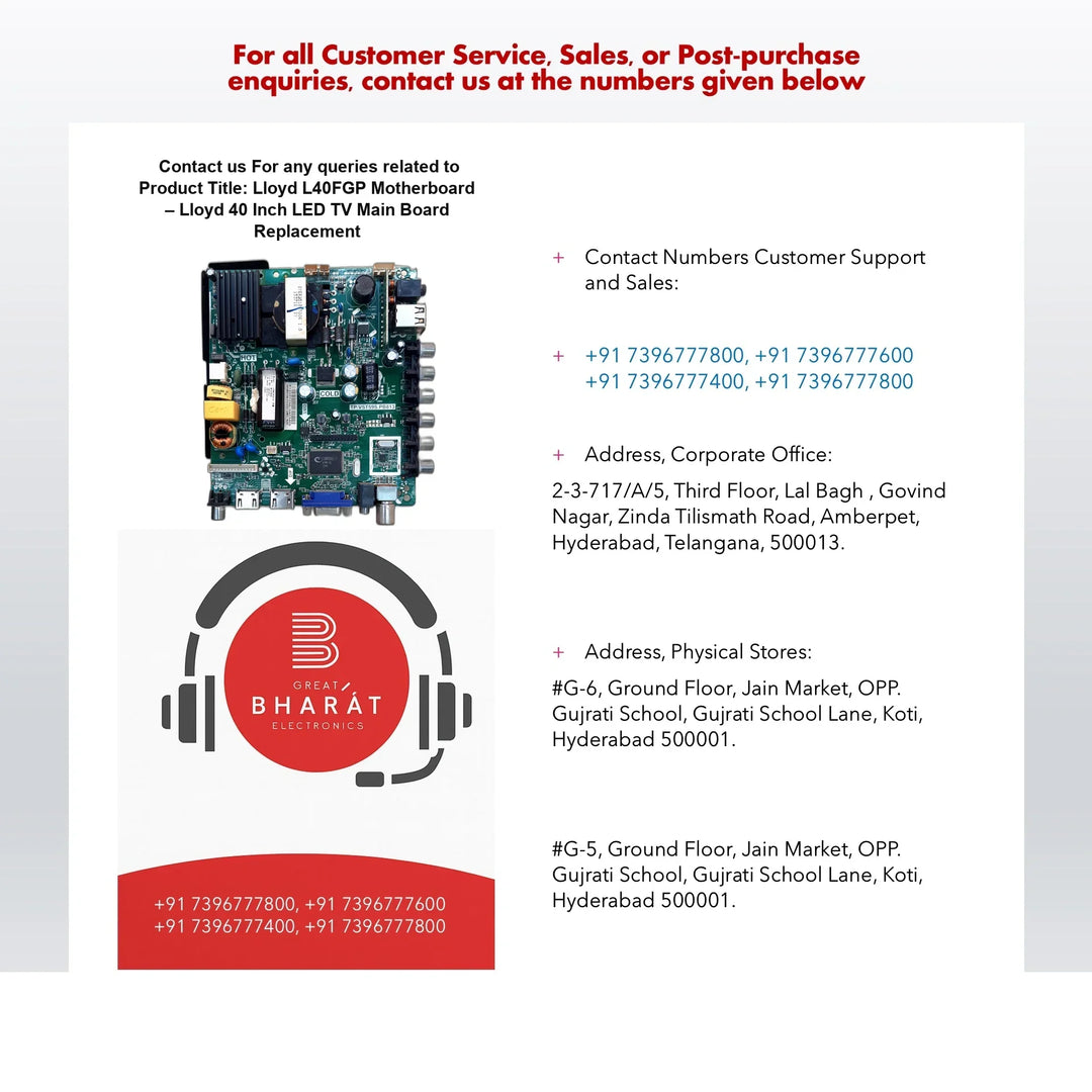 Lloyd L40FGP Motherboard – Lloyd 40 Inch LED TV Main Board Replacement - Great Bharat Electronics