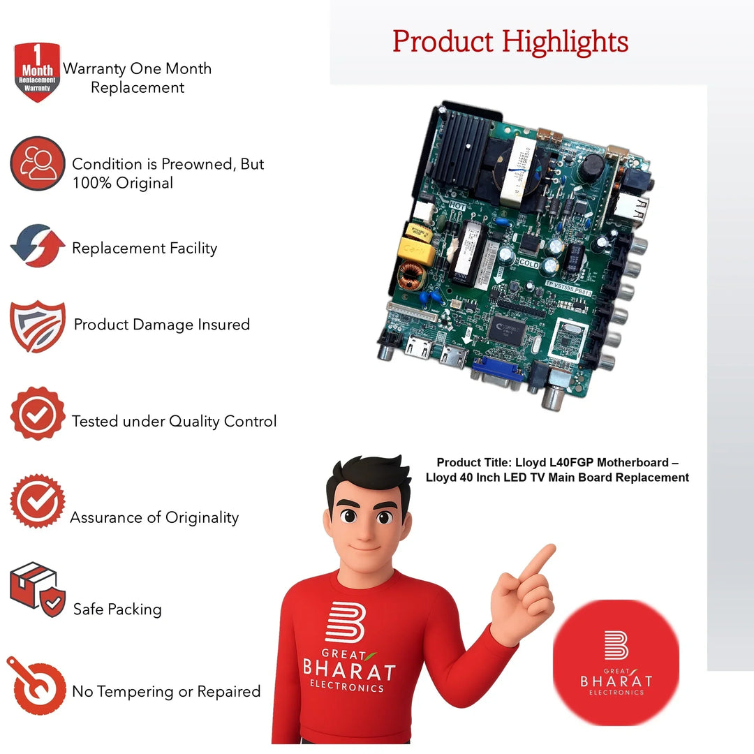 Lloyd L40FGP Motherboard – Lloyd 40 Inch LED TV Main Board Replacement - Great Bharat Electronics