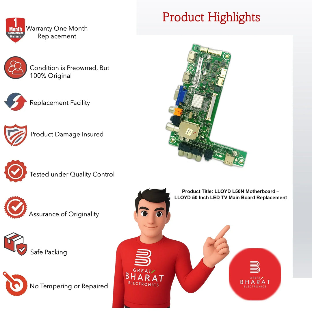 LLOYD L50N Motherboard – LLOYD 50 Inch LED TV Main Board Replacement - Great Bharat Electronics