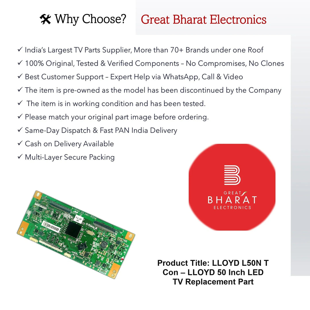 LLOYD L50N T-Con Board – LLOYD 50 Inch LED TV Replacement Part - Great Bharat Electronics