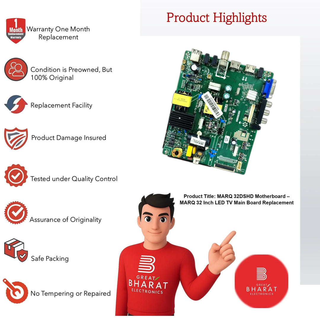 Marq 32DSHD Motherboard – Marq 32 Inch LED TV Main Board Replacement - Great Bharat Electronics