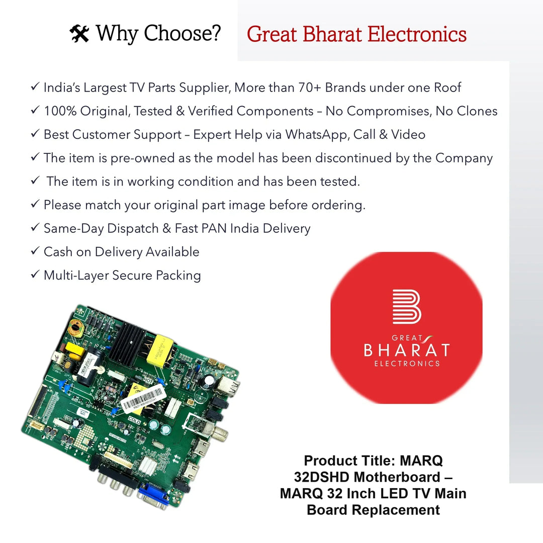 Marq 32DSHD Motherboard – Marq 32 Inch LED TV Main Board Replacement - Great Bharat Electronics