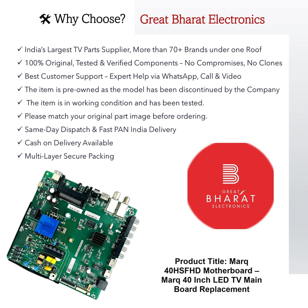 Marq 40HSFHD Motherboard – Marq 40 Inch LED TV Main Board Replacement - Great Bharat Electronics