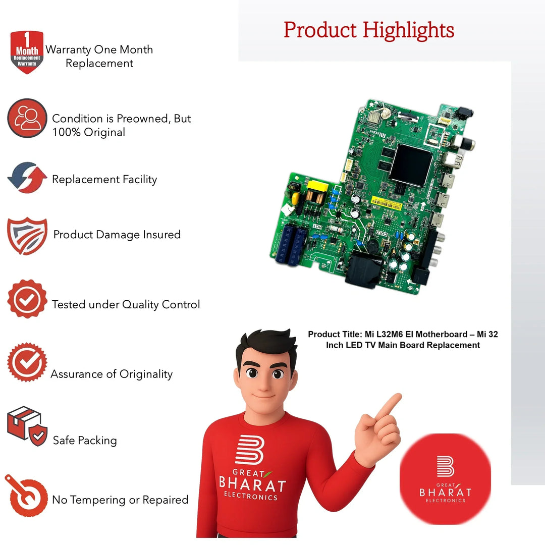 Mi L32M6-EI Motherboard – Mi 32 Inch LED TV Main Board Replacement - Great Bharat Electronics