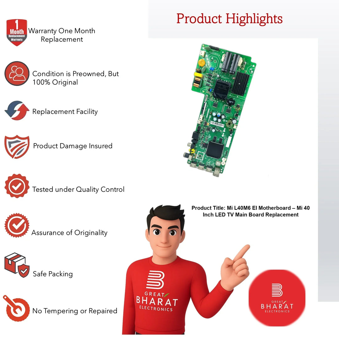 Mi L40M6-EI Motherboard – Mi 40 Inch LED TV Main Board Replacement - Great Bharat Electronics