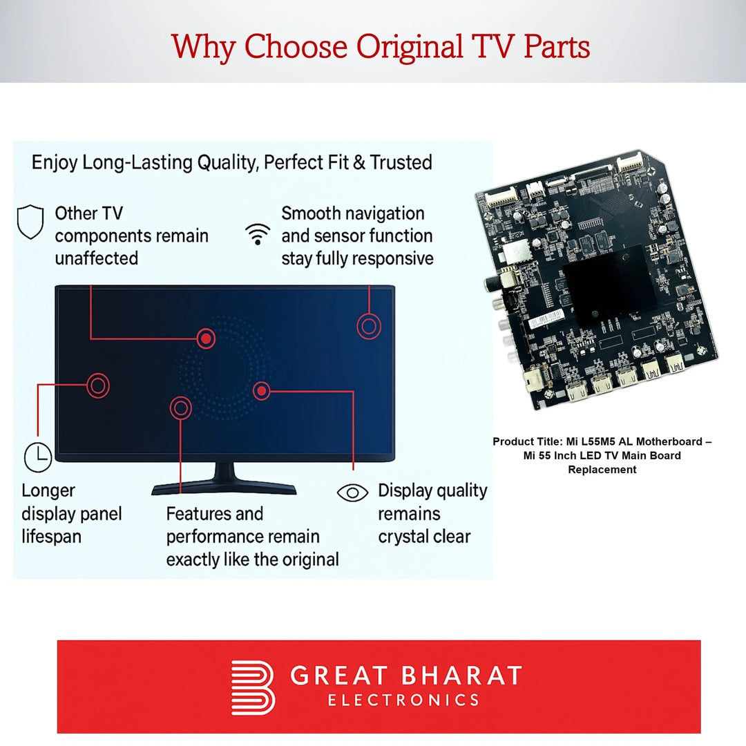 Mi L55M5-AL Motherboard – Mi 55 Inch LED TV Main Board Replacement - Great Bharat Electronics