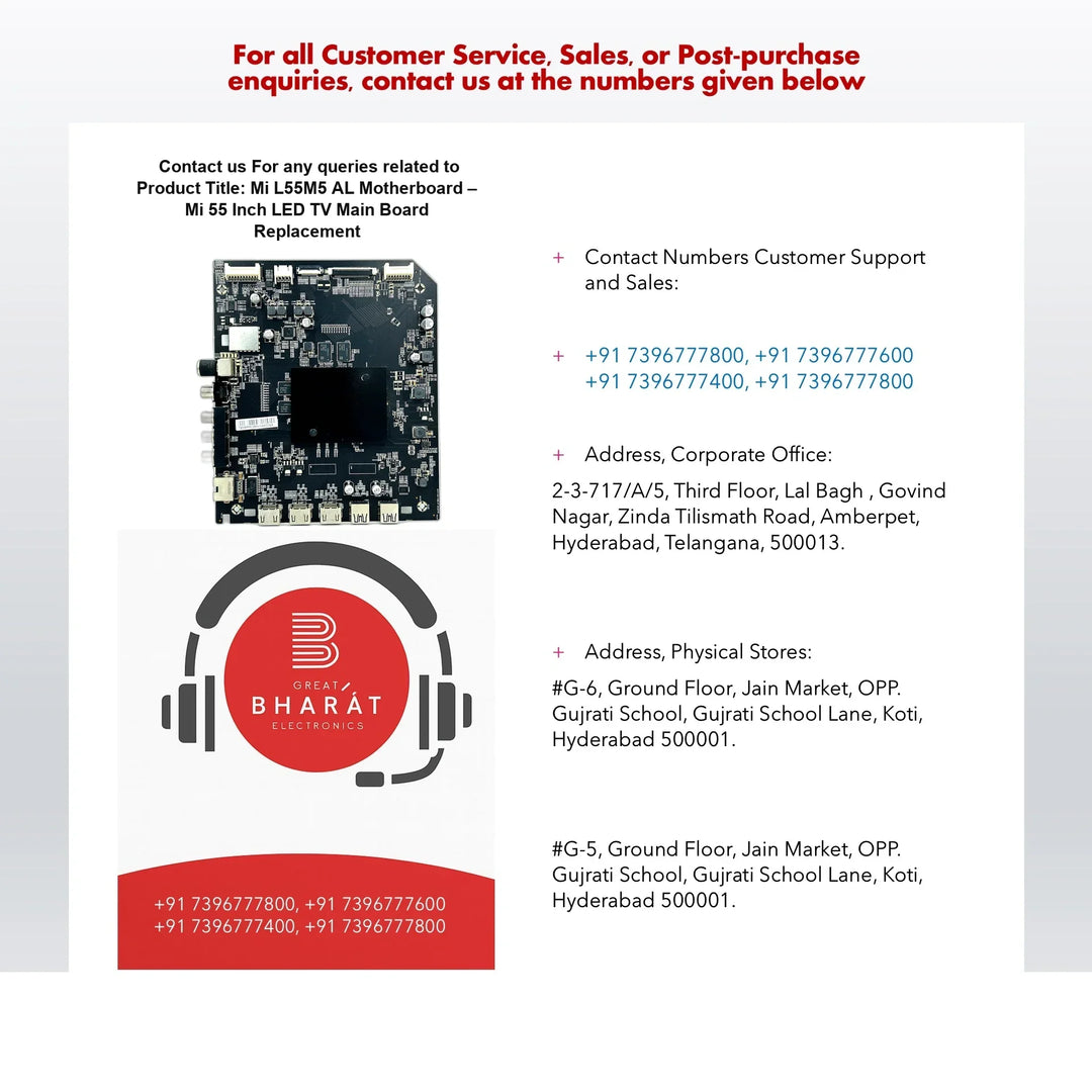 Mi L55M5-AL Motherboard – Mi 55 Inch LED TV Main Board Replacement - Great Bharat Electronics