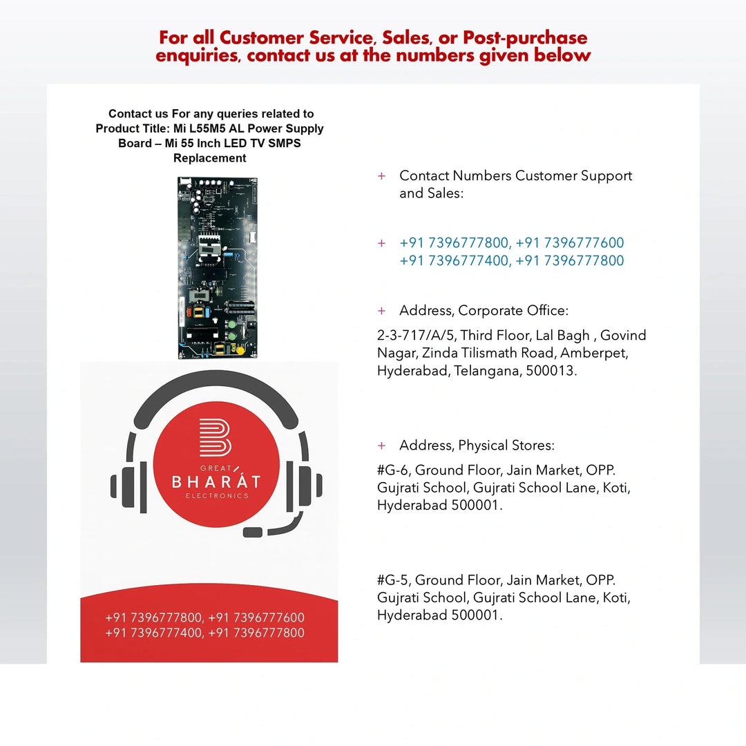 Mi L55M5-AL Power Supply Board – Mi 55 Inch LED TV SMPS Replacement - Great Bharat Electronics