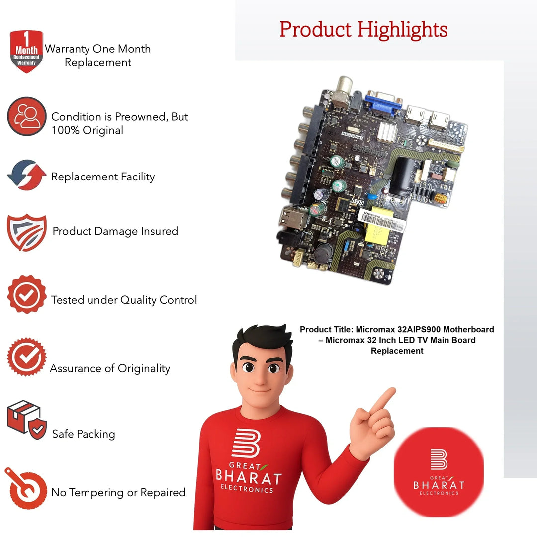 Micromax 32AIPS900 Motherboard – Micromax 32 Inch LED TV Main Board Replacement - Great Bharat Electronics