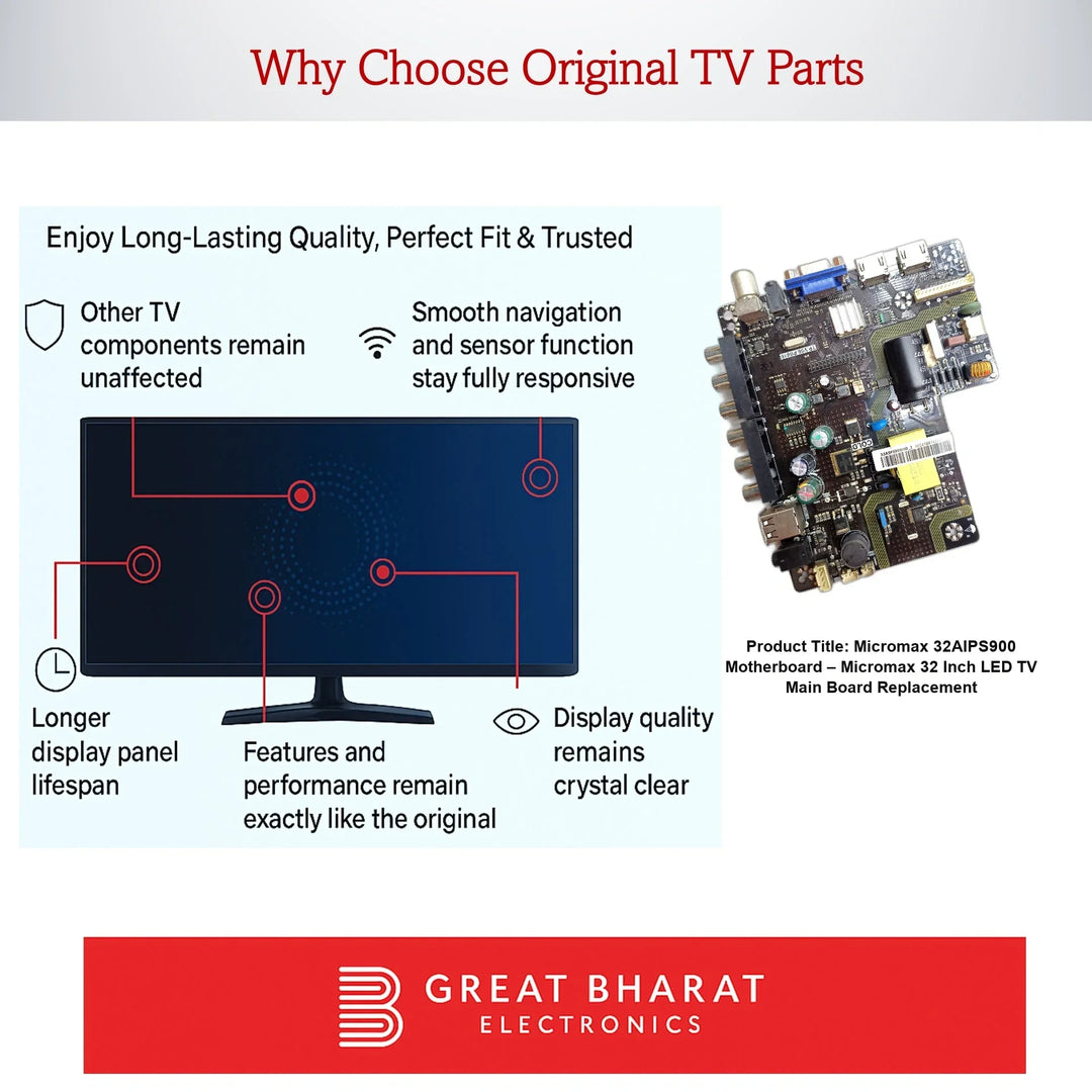 Micromax 32AIPS900 Motherboard – Micromax 32 Inch LED TV Main Board Replacement - Great Bharat Electronics
