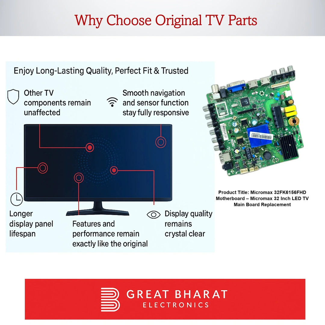 Micromax 32FK6156FHD Motherboard – Micromax 32 Inch LED TV Main Board Replacement - Great Bharat Electronics
