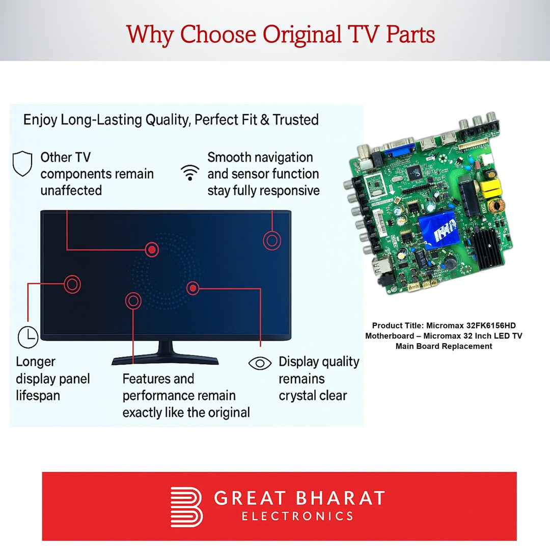 Micromax 32FK6156HD Motherboard – Micromax 32 Inch LED TV Main Board Replacement - Great Bharat Electronics