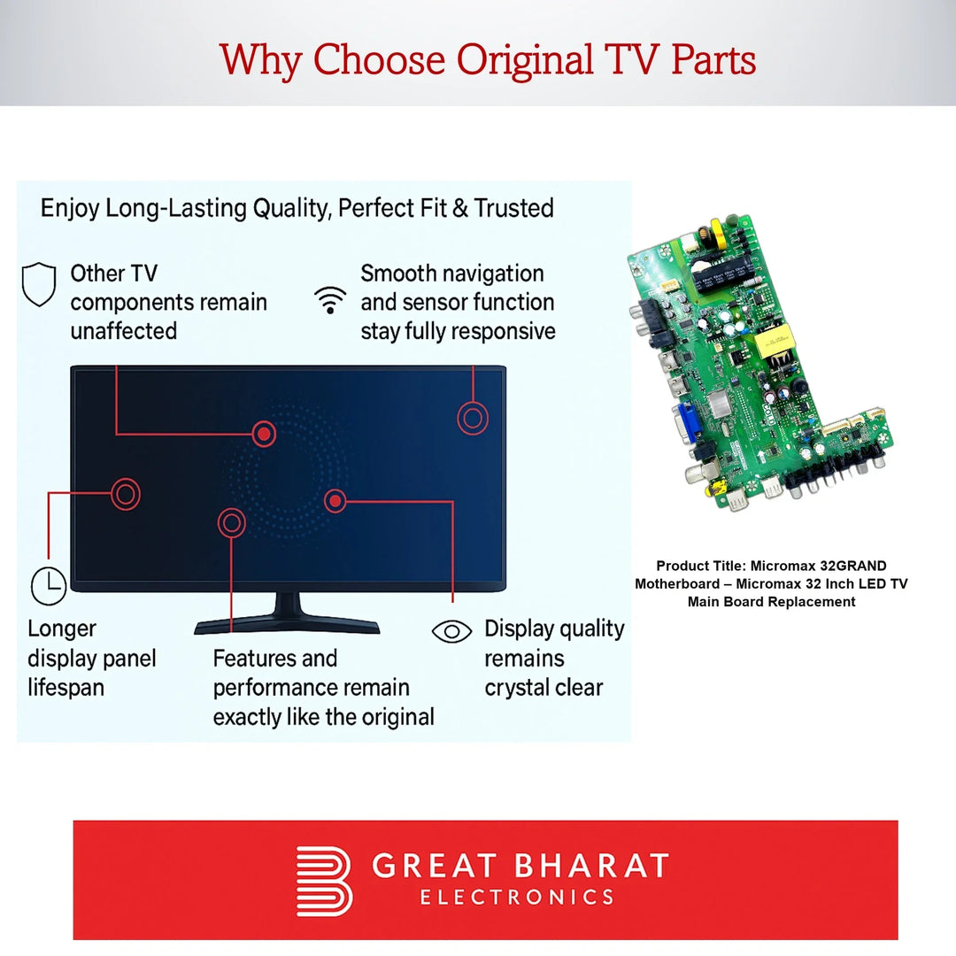 Micromax 32GRAND Motherboard – Micromax 32 Inch LED TV Main Board Replacement - Great Bharat Electronics