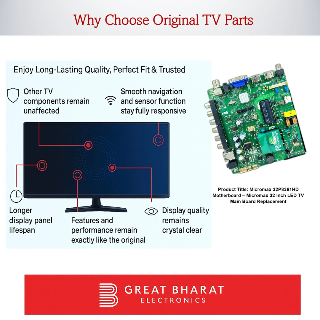 Micromax 32P8361HD Motherboard – Micromax 32 Inch LED TV Main Board Replacement - Great Bharat Electronics