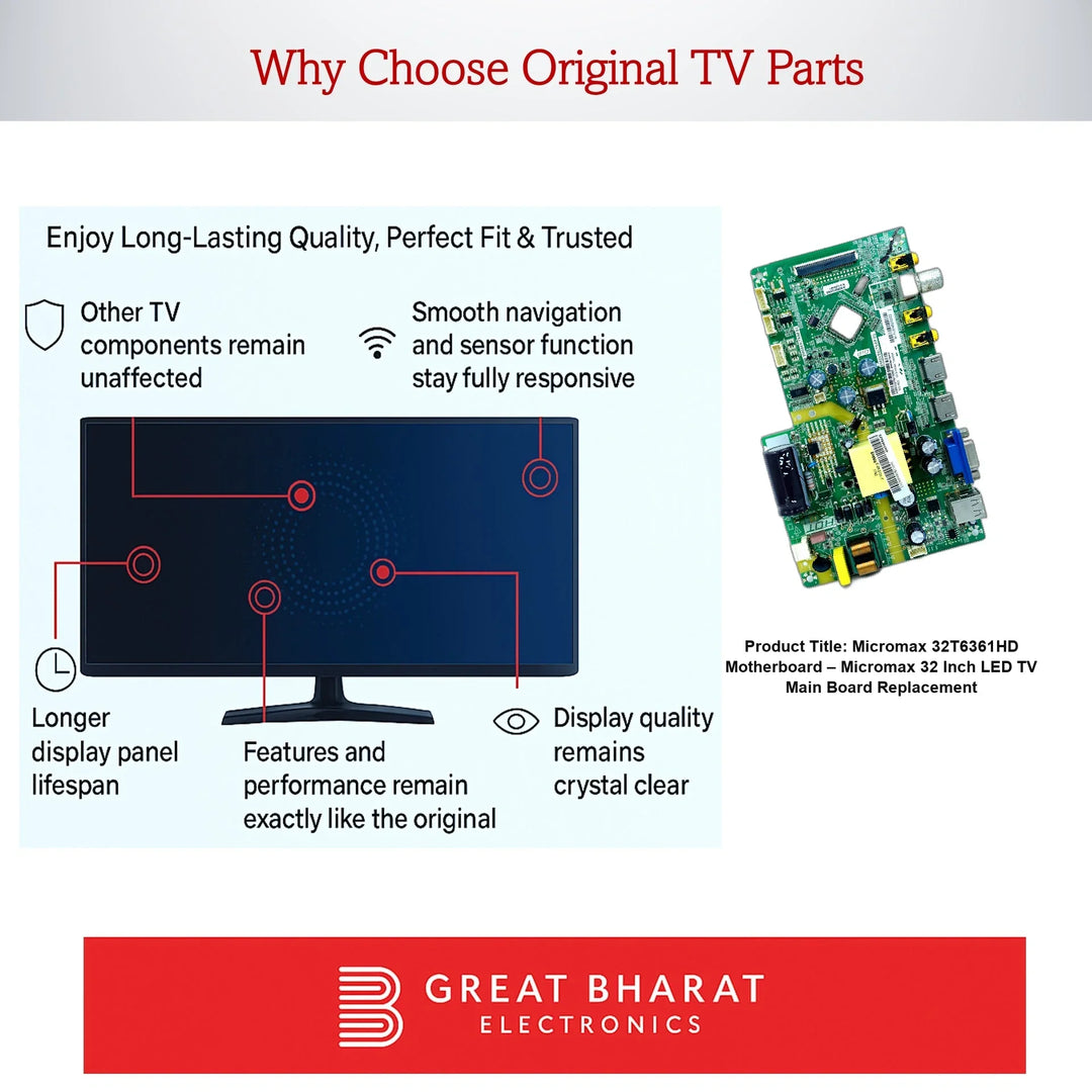 Micromax 32T6361HD Motherboard – Micromax 32 Inch LED TV Main Board Replacement - Great Bharat Electronics