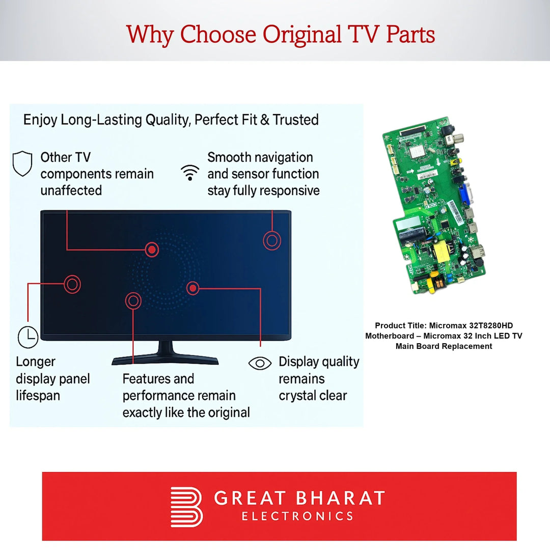 Micromax 32T8280HD Motherboard – Micromax 32 Inch LED TV Main Board Replacement - Great Bharat Electronics