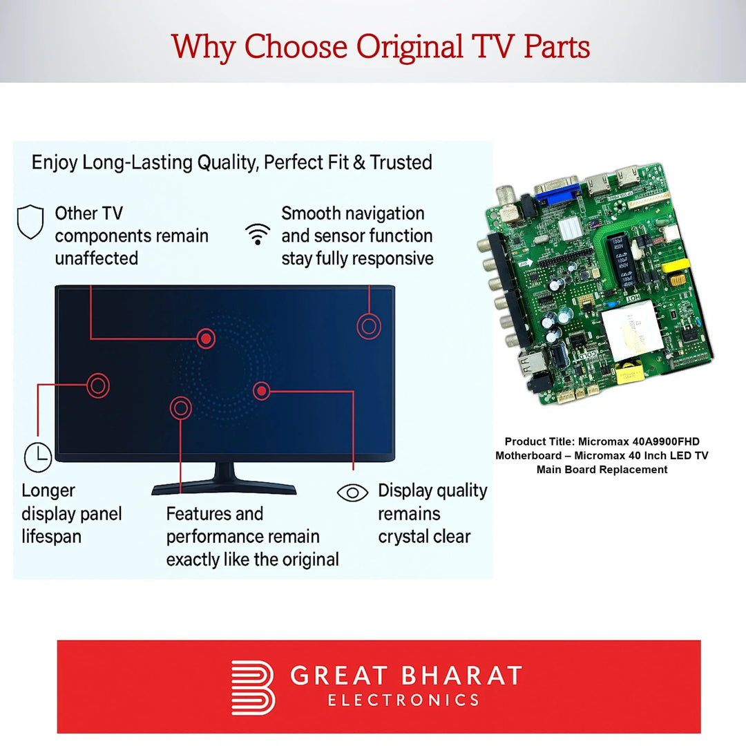 Micromax 40A9900FHD Motherboard – Micromax 40 Inch LED TV Main Board Replacement - Great Bharat Electronics