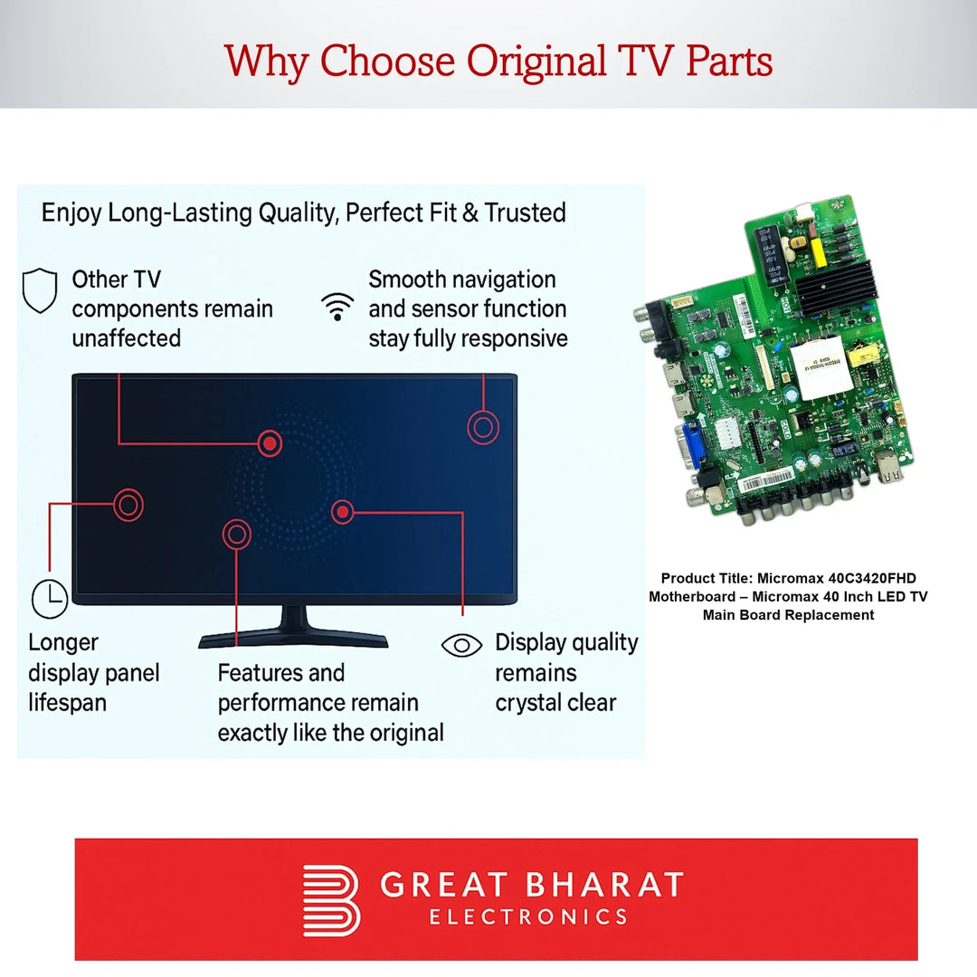 Micromax 40C3420FHD Motherboard – Micromax 40 Inch LED TV Main Board Replacement - Great Bharat Electronics