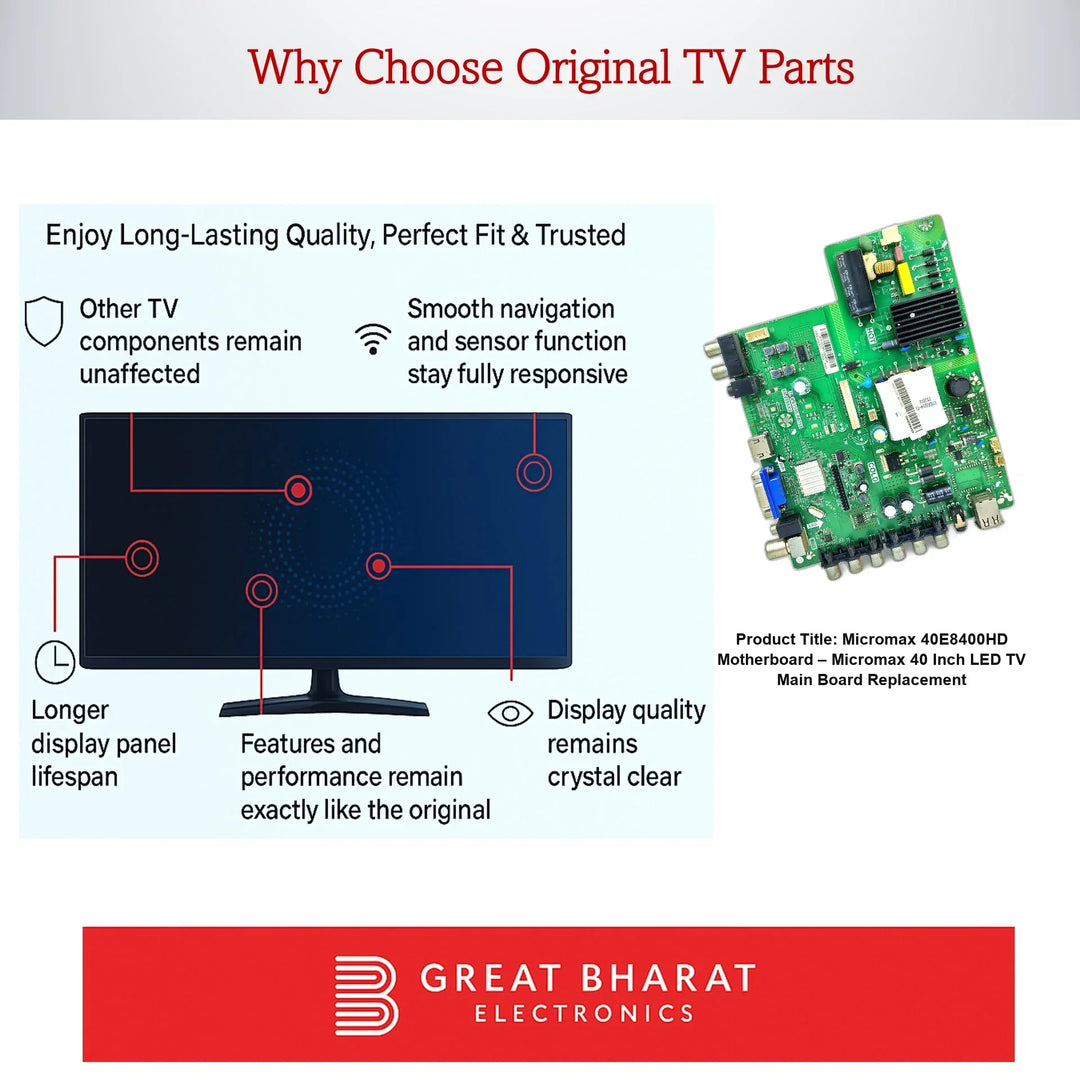 Micromax 40E8400HD Motherboard – Micromax 40 Inch LED TV Main Board Replacement - Great Bharat Electronics