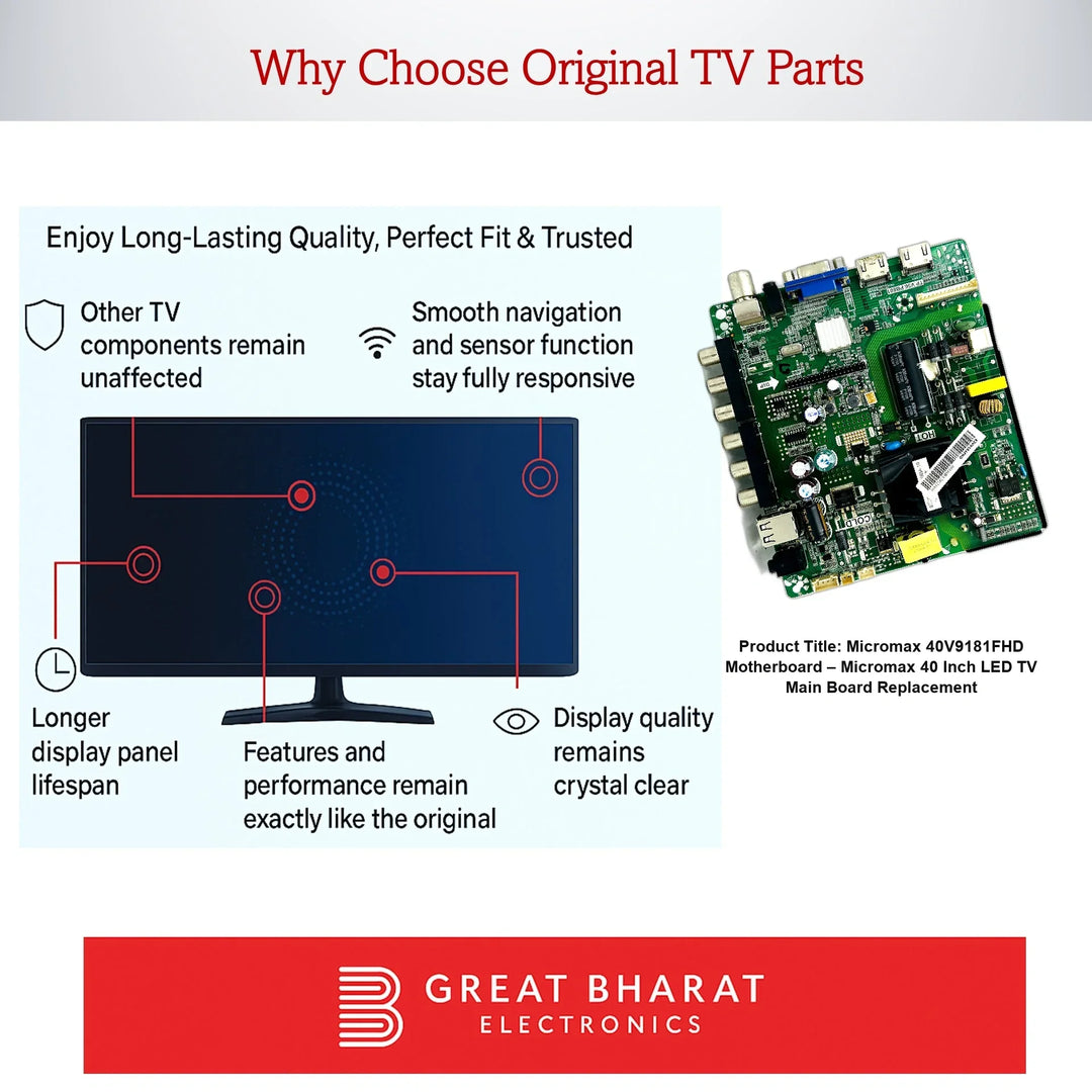 Micromax 40V9181FHD Motherboard – Micromax 40 Inch LED TV Main Board Replacement - Great Bharat Electronics