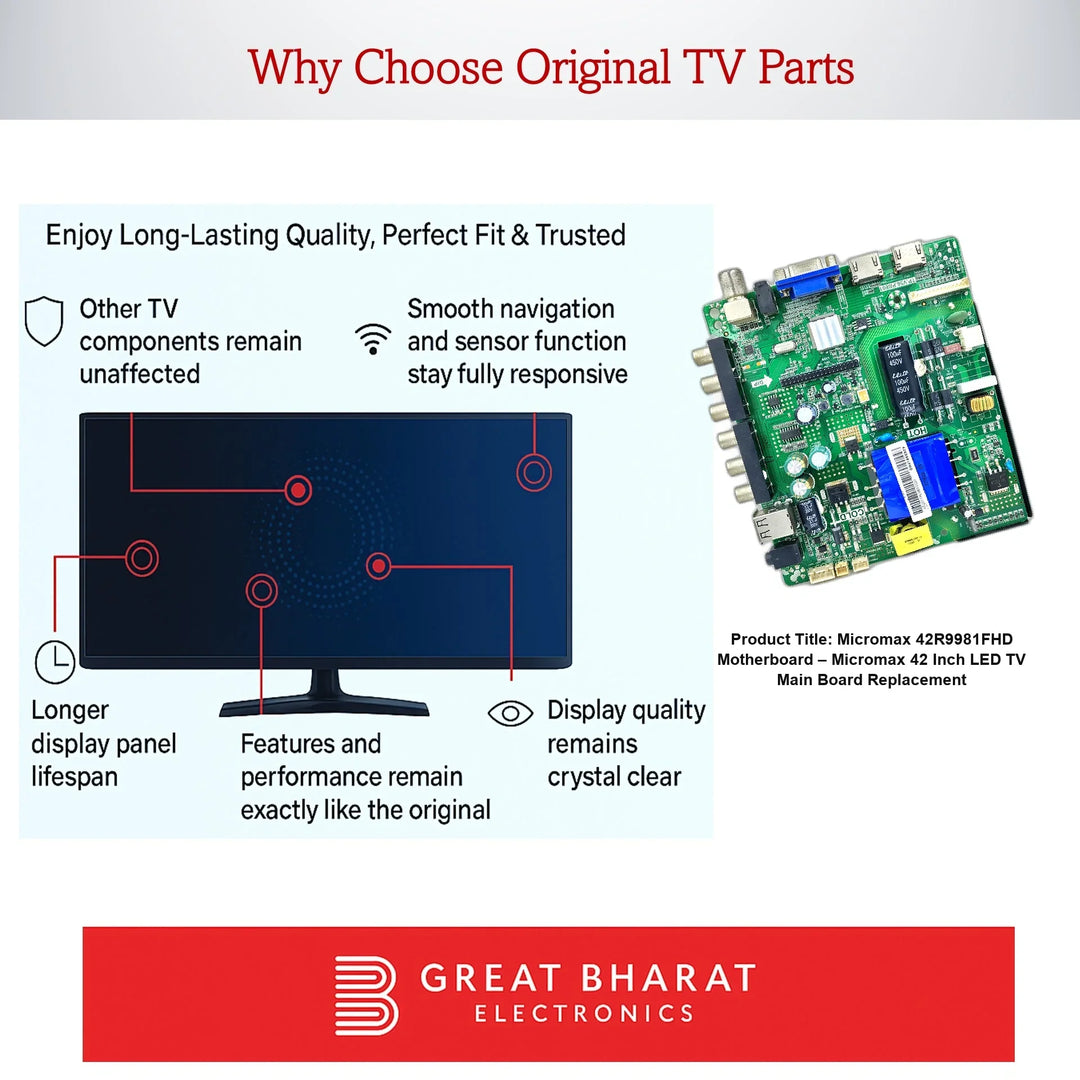 Micromax 42R9981FHD Motherboard – Micromax 42 Inch LED TV Main Board Replacement - Great Bharat Electronics