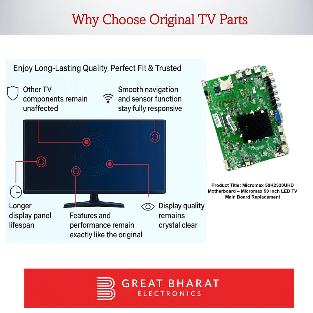 Micromax 50K2330UHD Motherboard – Micromax 50 Inch LED TV Main Board Replacement - Great Bharat Electronics