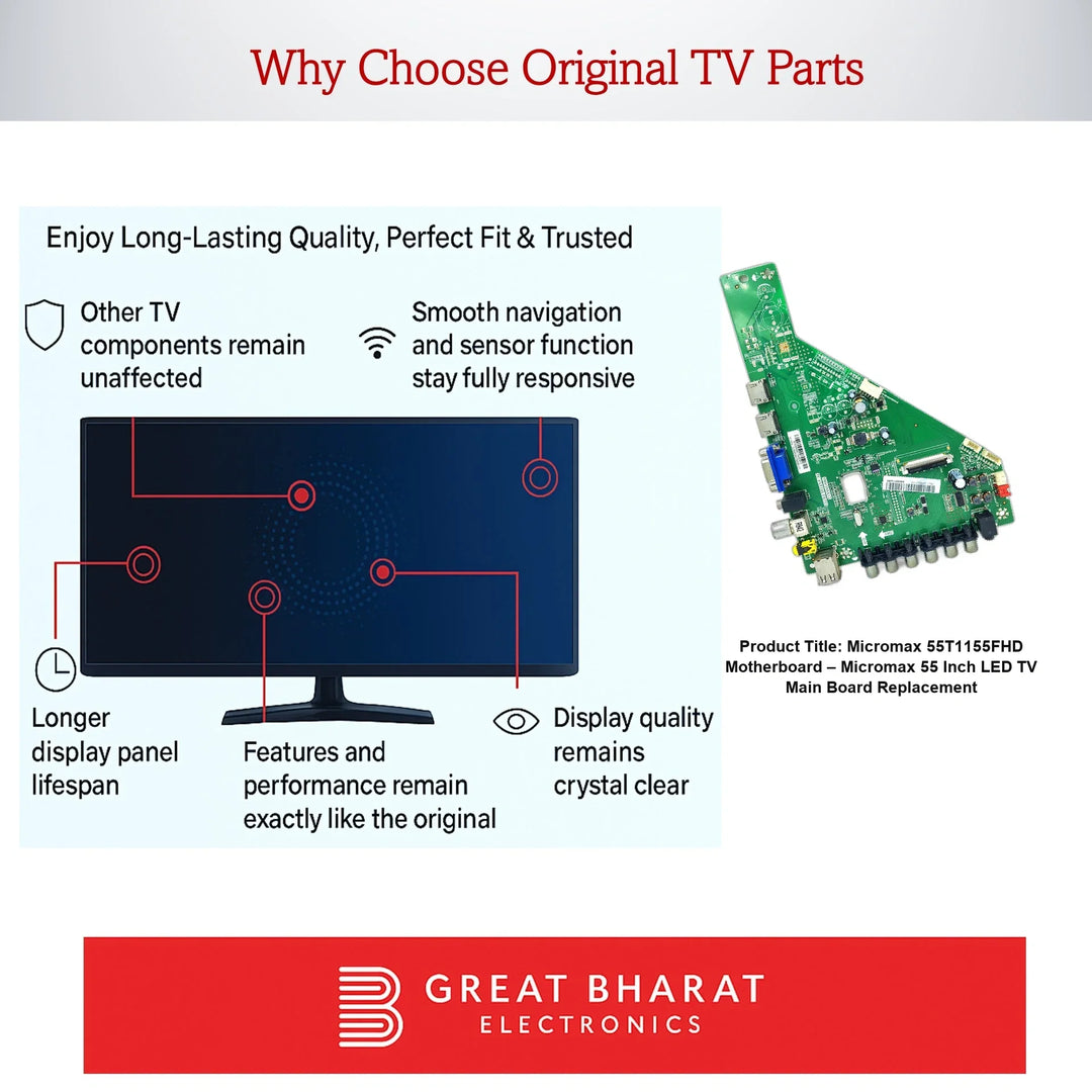 Micromax 55T1155FHD Motherboard – Micromax 55 Inch LED TV Main Board Replacement - Great Bharat Electronics