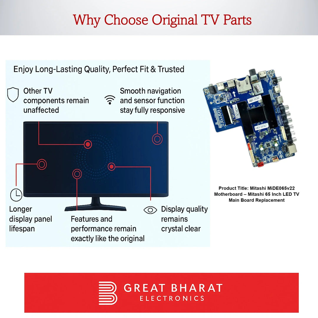 Mitashi MiDE065v22 Motherboard – Mitashi 65 Inch LED TV Main Board Replacement - Great Bharat Electronics
