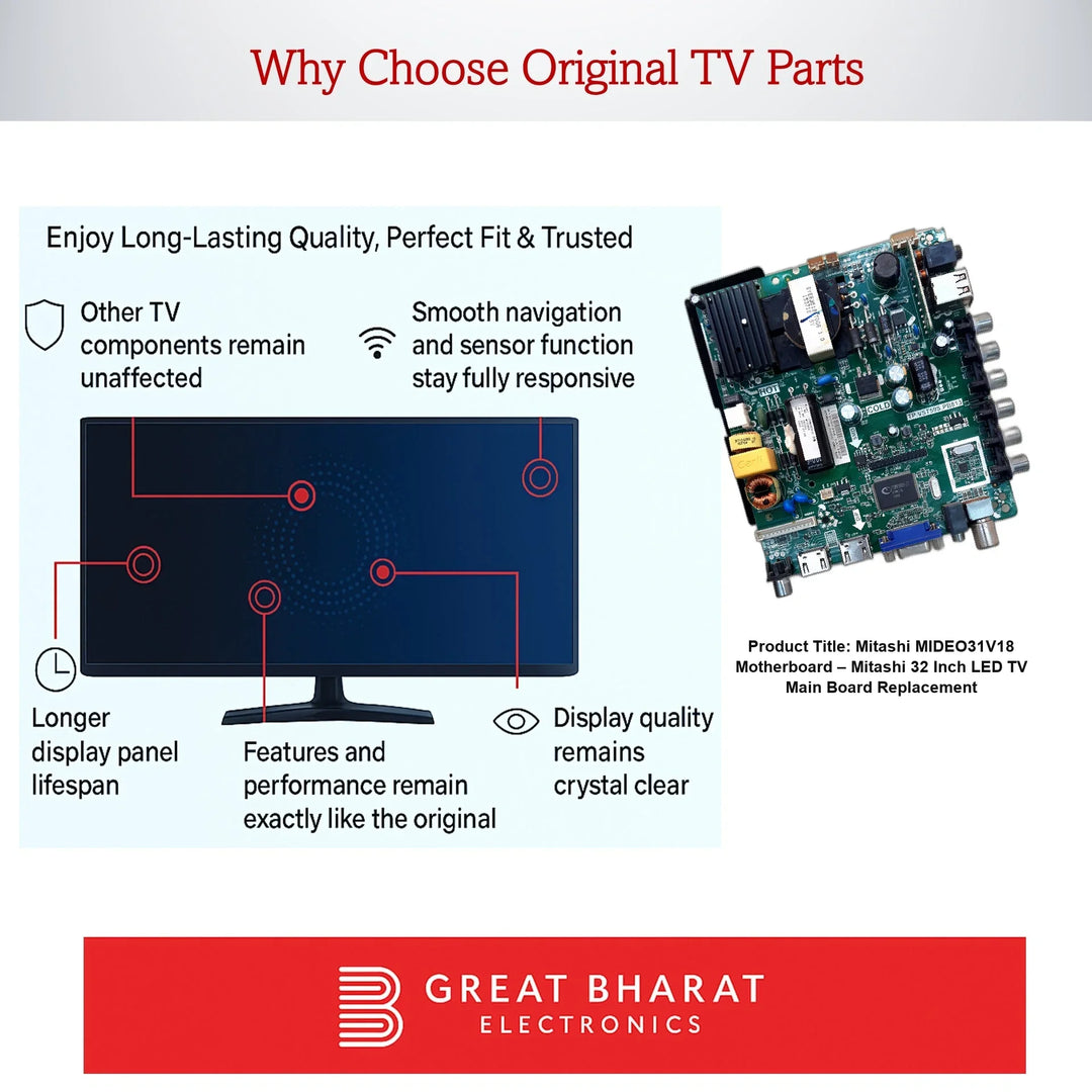 Mitashi MIDEO31V18 Motherboard – Mitashi 32 Inch LED TV Main Board Replacement - Great Bharat Electronics