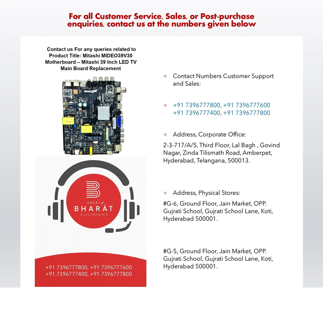 Mitashi MIDEO39V30 Motherboard – Mitashi 39 Inch LED TV Main Board Replacement - Great Bharat Electronics