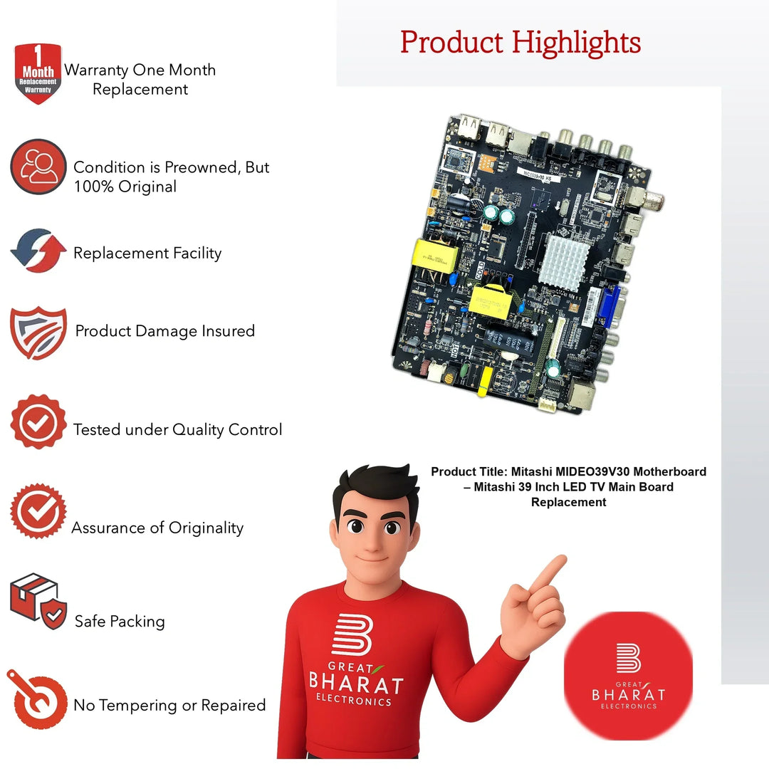 Mitashi MIDEO39V30 Motherboard – Mitashi 39 Inch LED TV Main Board Replacement - Great Bharat Electronics