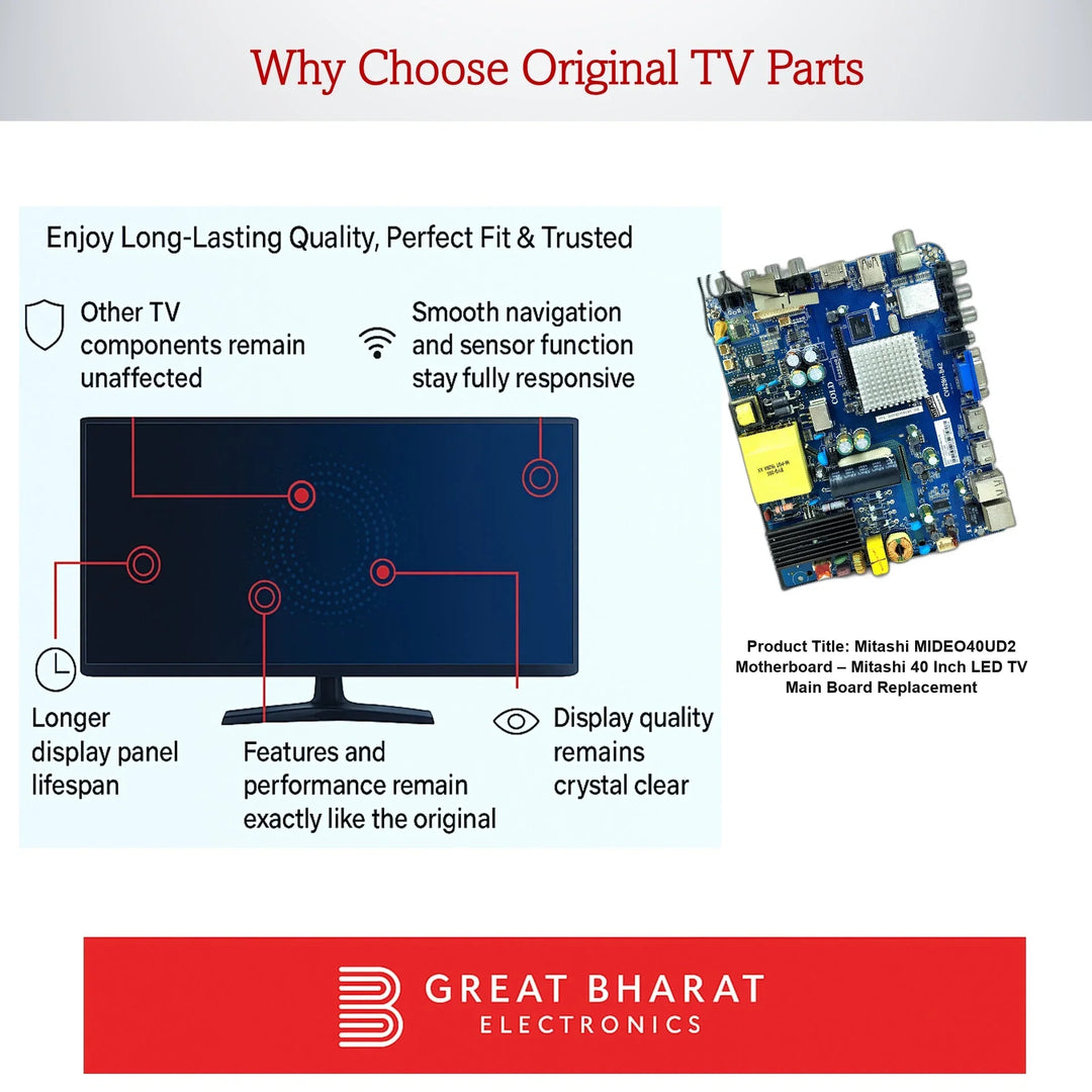 Mitashi MIDEO40UD2 Motherboard – Mitashi 40 Inch LED TV Main Board Replacement - Great Bharat Electronics