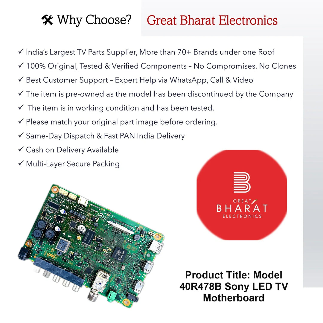 Model 40R478B Sony LED TV Motherboard - Great Bharat Electronics