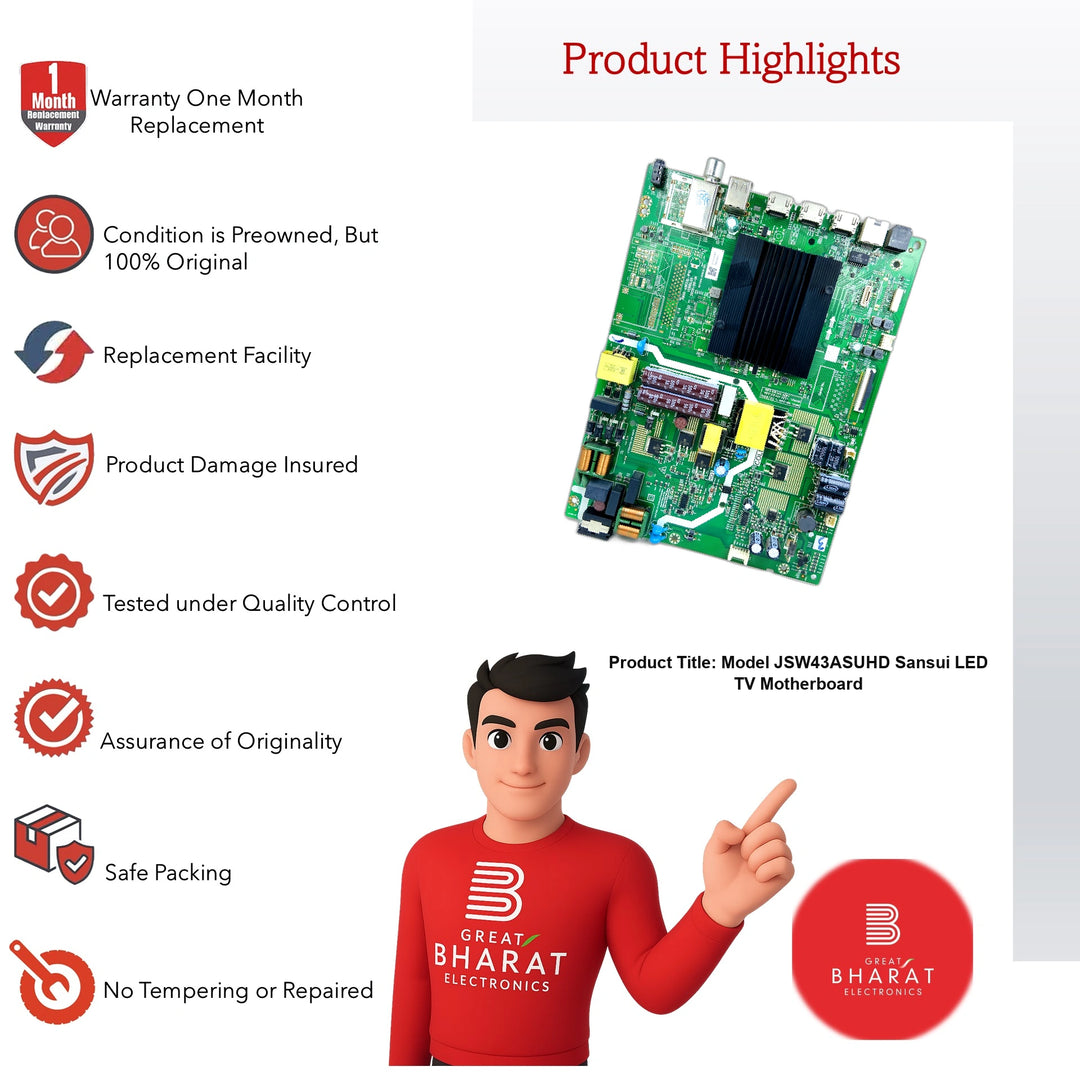 Model JSW43ASUHD Sansui LED TV Motherboard - Great Bharat Electronics