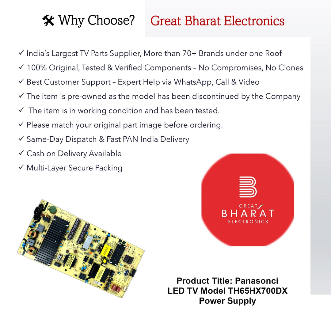 Model TH65HX700DX Panasonic LED TV Power Supply - Great Bharat Electronics