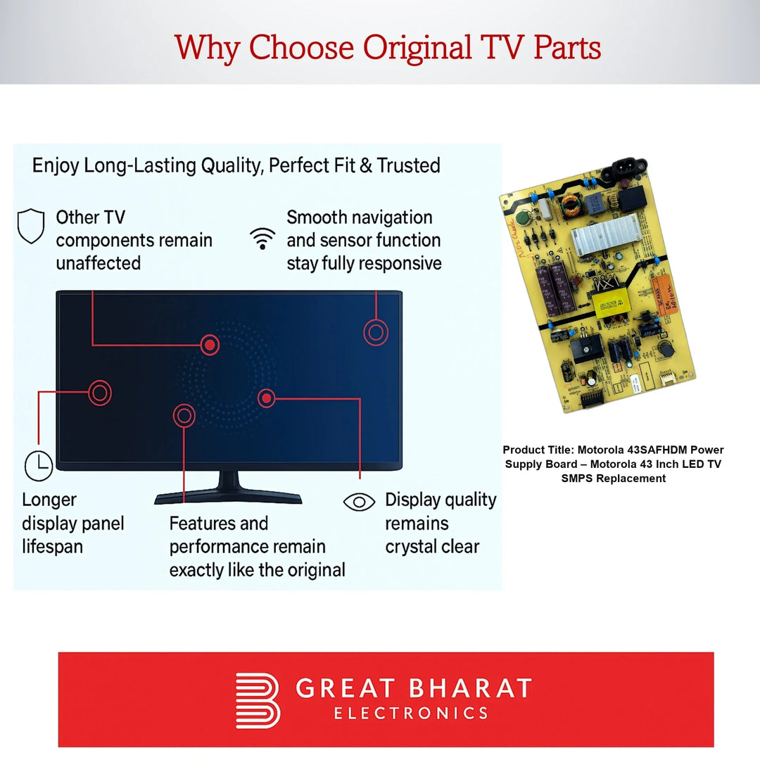Motorola 43SAFHDM Power Supply Board – Motorola 43 Inch LED TV SMPS Replacement - Great Bharat Electronics