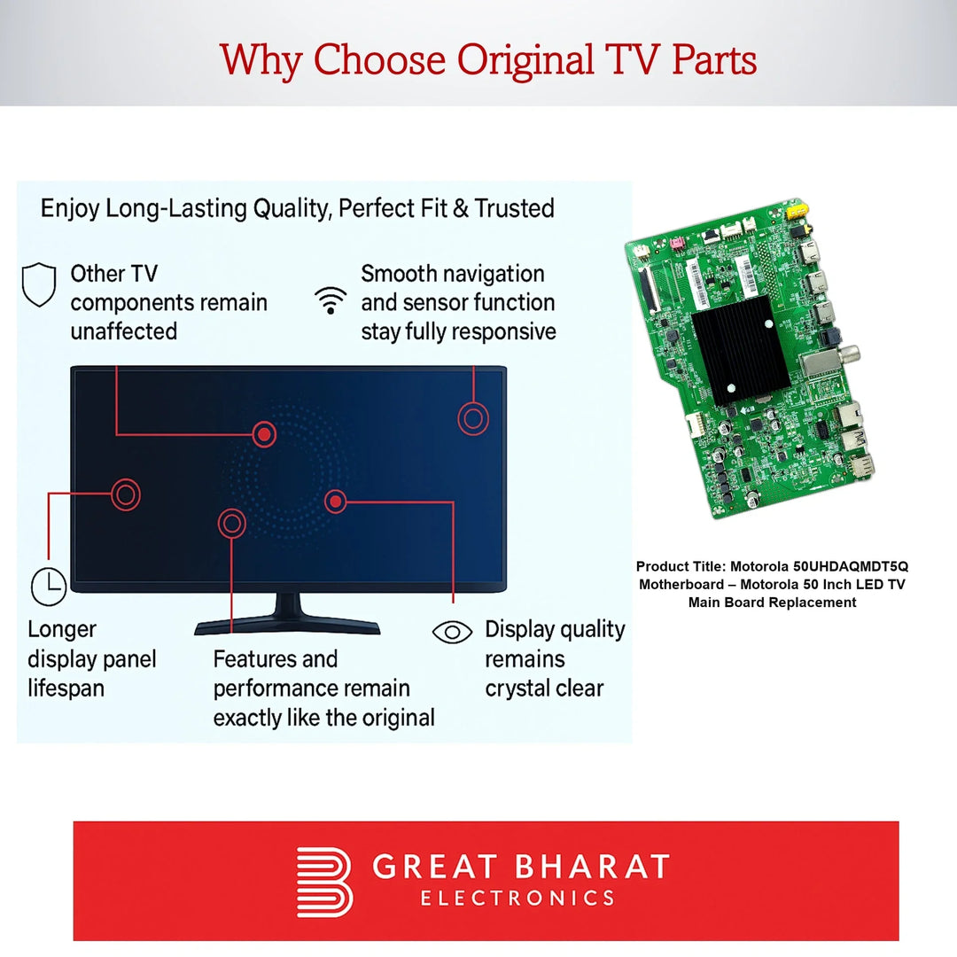 Motorola 50UHDAQMDT5Q Motherboard – Motorola 50 Inch LED TV Main Board Replacement - Great Bharat Electronics